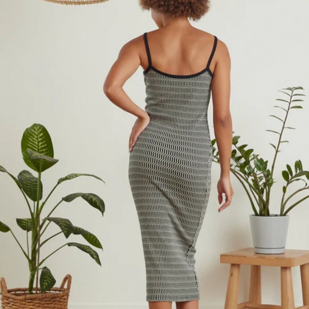 KNOWN SUPPLY Maxi Dress Large Blue ‘Vermont’ ~ Jaquard Knit Organic Cotton NWT - Picture 2 of 10